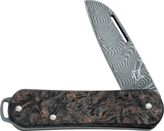 FOX Vulpis Folder Dama LE - Damaststahl Balbach Damast Blade With Dark Matter Carbon Fiber Handle by FOX