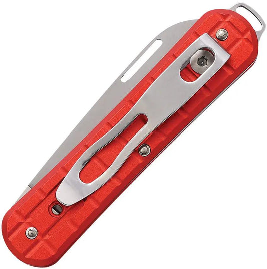 Fox Vulpis Folder - Red Grenade Aluminum Handle With Bohler N690 Blade And Pocket Clip by FOX
