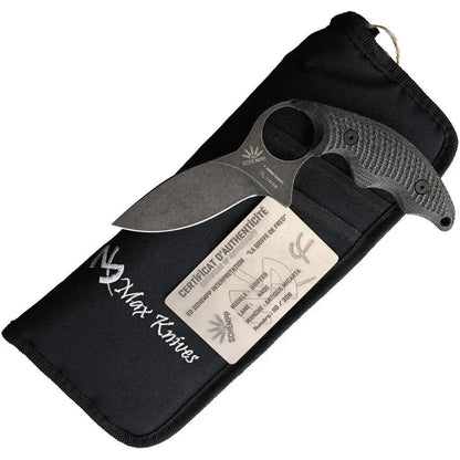 Fred Perrin La Griffe Fixed Blade FP2103 - Full Tang 3.5 Inch Black Stonewash 440C Knife With Finger Ring by Fred Perrin