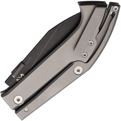 Fred Perrin Warthog MKH02S - 3-Inch Black Stonewash Bohler N690 Blade, 4-Inch Closed, Titanium Handle, MAX Knives Collab by Fred Perrin