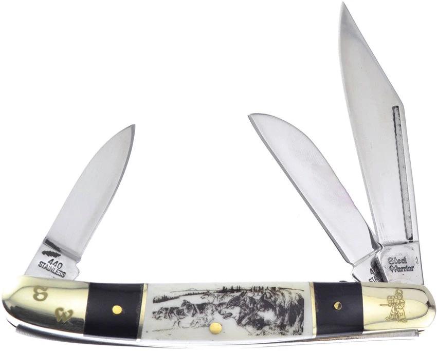 Frost Cutlery Wrangler Wolf Etch Cbh SB SW-112BHSB/W by Frost Cutlery