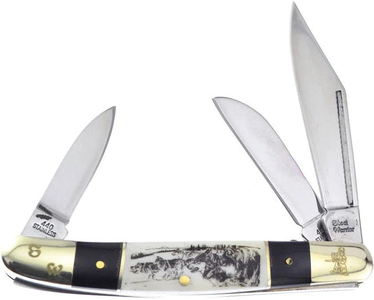 Frost Cutlery Wrangler Wolf Etch Cbh SB SW-112BHSB/W by Frost Cutlery
