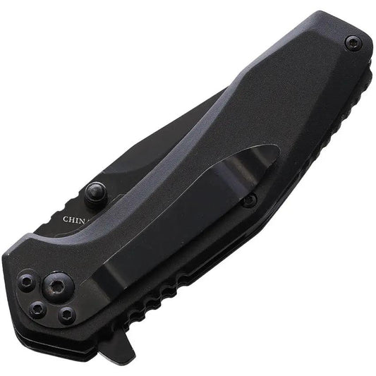 Frost Cutlery Linerlock A/O Black SW-888B/B - Assisted Opening Black Coated Stainless Tanto Knife With Pocket Clip by Frost Cutlery