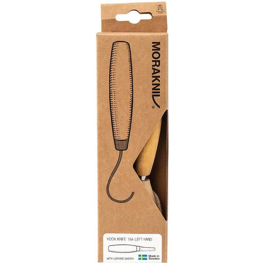 Morakniv 164 Left Hand Hook Knife For Spoon Carving 6.5in Overall 2 Inch Stainless Blade Birch Handle Leather Sheath by Mora