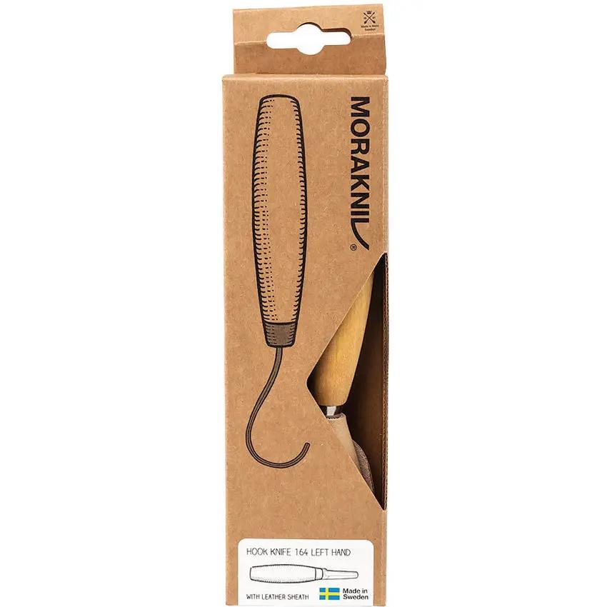 Morakniv 164 Left Hand Hook Knife For Spoon Carving 6.5in Overall 2 Inch Stainless Blade Birch Handle Leather Sheath by Mora