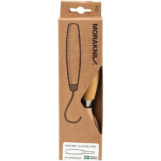 Mora Hook Knife 162 Double Edge For Push And Pull Carving For Woodcarvers With Birch Handle And Leather Sheath by Mora
