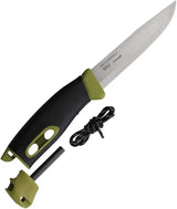 Mora Companion Spark Green M13570 Outdoor Knife - Integrated Fire Starter In Handle And 4 Inch Scandi Blade by Mora