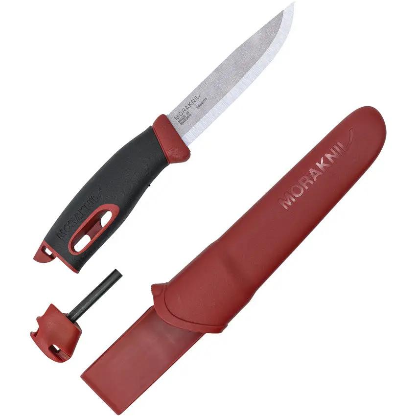Mora Companion Spark Red Knife For Outdoor Survival Enthusiasts With Built In Fire Starter And Durable Satin Blade by Mora