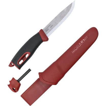 Mora Companion Spark Red Knife For Outdoor Survival Enthusiasts With Built In Fire Starter And Durable Satin Blade by Mora