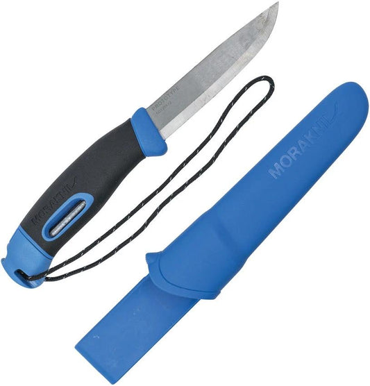 Mora Companion Spark Knife Blue With Fire Starter Outdoor Survival Fixed Blade 4Inch Satin Scandi by Mora