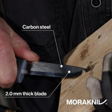 Morakniv Mora Basic 511 Fixed Blade Knife Satin Carbon Steel 3.5 Inch Blade Blue Gray Handle Outdoor Belt Sheath by Mora