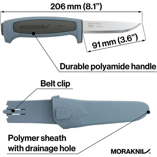 Mora Basic 546 Outdoor Knife - Satin Blade 8-Inch Overall Gray Blue Polypropylene Handle by Mora