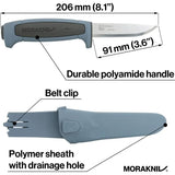 Mora Basic 546 Outdoor Knife - Satin Blade 8-Inch Overall Gray Blue Polypropylene Handle by Mora