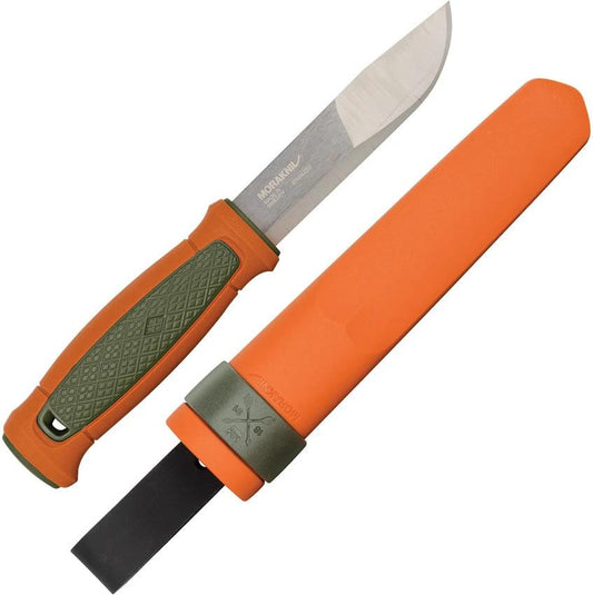Mora Kansbol Fixed Blade Knife Orange Handle With Satin 4.25in Blade And Belt Sheath For Outdoor Survivalists by Mora