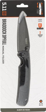 5.11 Braddock Linerlock Knife Black D2 Drop Point Blade With G10 Handle For Tactical Professionals by 5.11 Tactical