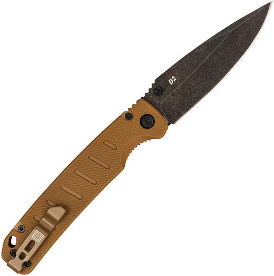 5.11 Tactical Braddock Linerlock Knife Coyote D2 Drop Point G10 Handle 3.5in Blade For EDC Pros by 5.11 Tactical