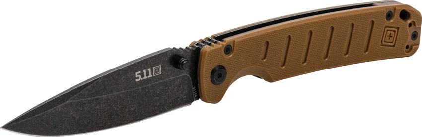 5.11 Tactical Braddock Linerlock Knife Coyote D2 Drop Point G10 Handle 3.5in Blade For EDC Pros by 5.11 Tactical