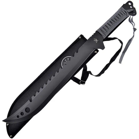 Frost Cutlery Tac Xtreme Machete Gray Wrap - 25 Inch Overall, 16 Inch Black Finish Sawback Blade, Full Tang by Frost Cutlery