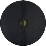 India Made Wood Shield AN2004 - 23.5 Inch Diameter Brass Accents Black Wood Shield With Leather Back Straps by India Made