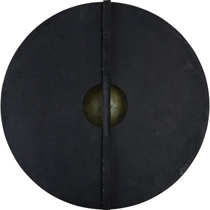 India Made Wood Shield AN2004 - 23.5 Inch Diameter Brass Accents Black Wood Shield With Leather Back Straps by India Made