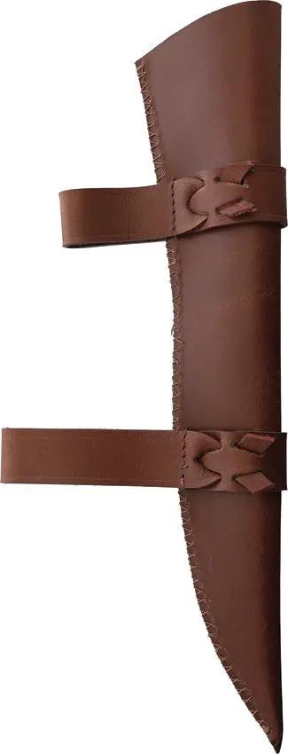 Factory X Crusader Sax 18.75 Inch Satin Stainless Blade With Brown Wood Handle And Brass Pommel Leather Belt Sheath by Factory X