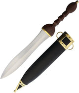 Factory X Roman Pugio - 12 Inch Satin Finish Stainless Blade With Sculpted Wood Handle And Leather Scabbard by Factory X