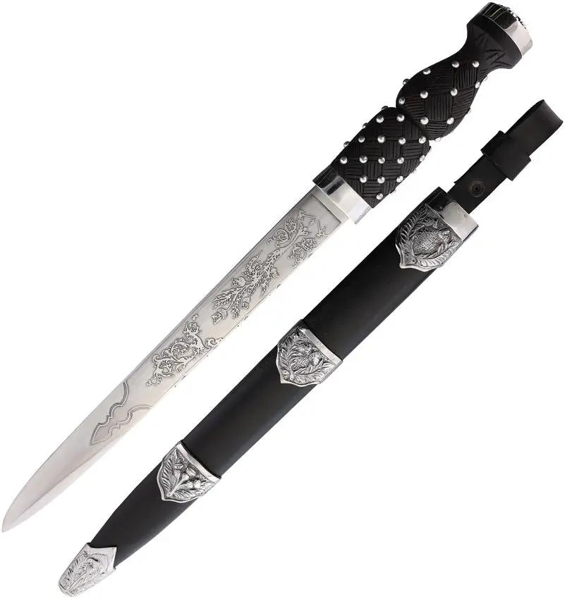 India Made Scottish Dirk Dagger SN020 - 18 Inch Dagger With 12 Inch Satin Stainless Blade, Black Wood Handle by India Made
