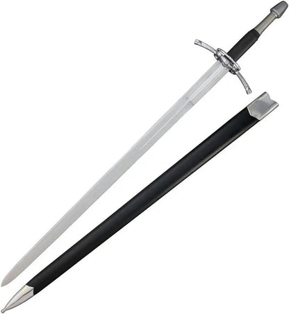 India Made Sword SN058 - Satin Finish Carbon Steel Blade With Stainless Guard And Leather Wrapped Handle by India Made