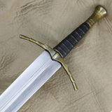 India Made Sword SN640 - Satin Finish Carbon Steel Blade With Leather Wrapped Handle And Brass Guard by India Made