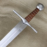 India Made Sword SN85261 - Satin Finish Carbon Steel Blade With Leather Wrapped Grip And Stainless Guard by India Made