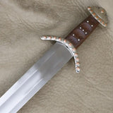 India Made Sword SN909T - Satin Finish Carbon Steel Blade With Leather Wrapped Handle Copper Accents by India Made