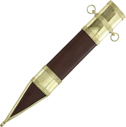 Factory X Roman Sword SNM3 - Carbon Steel Blade with Brass Accented Wood Handle and Brown Scabbard by Factory X