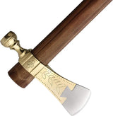 XN India Made Decorated Pipe Tomahawk - Brass Pipe End With Stainless Axe Head, 19 Inch Overall by India Made