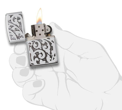 Filigree Zippo Lighter – High Polish Chrome by Zippo