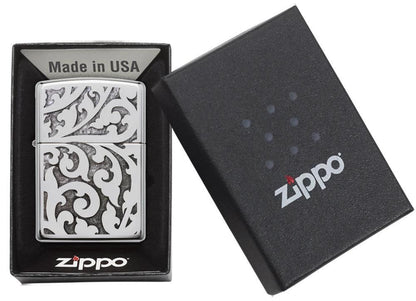 Filigree Zippo Lighter – High Polish Chrome by Zippo