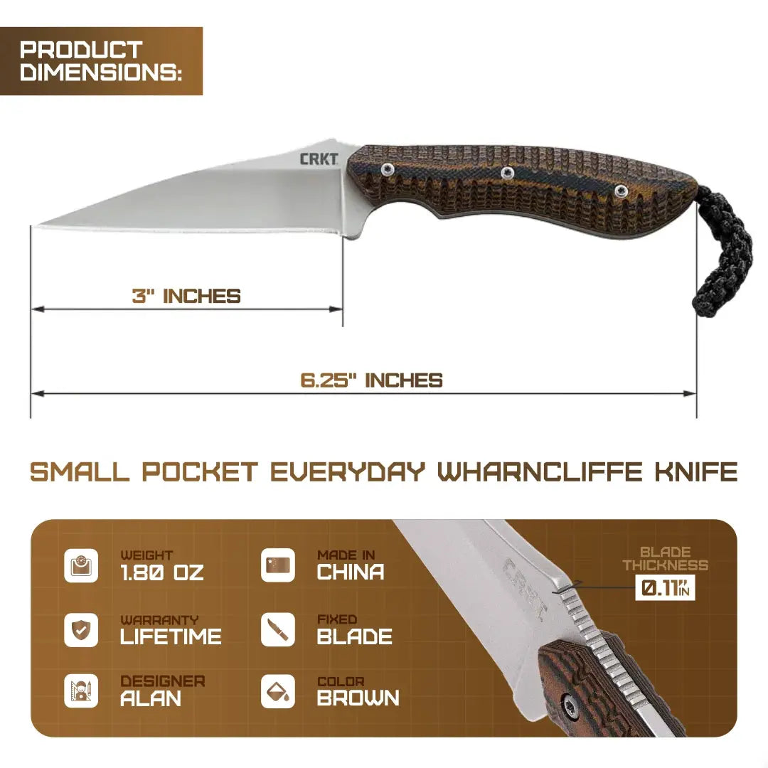 CRKT Folts SPEW Small Pocket Everyday Wharncliffe EDC Knife With Full Tang G10 Handle by CRKT