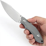 Tenable Knives Luccio Fixed Blade - Gray G10 Handle, Full Tang, 14C28N Sandvik Clip Point Blade by Tenable Knives