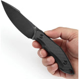 Tenable Knives Luccio Fixed Blade - Full Tang CF And G10 Handle, Stonewashed 14C28N Clip Point Blade, Black Kydex Sheath by Tenable Knives