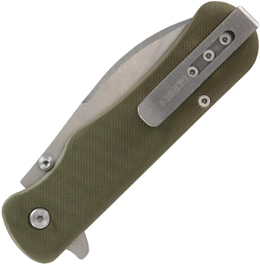 Gerber Confidant Linerlock Folding Knife EDC OD Green G10 With Bamboo Inlay 3.5In Stonewash 440 by Gerber