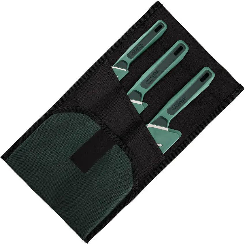 Gerber CompIEAT Knife Set with 8in Chef 6in Serrated 3.25in Paring Satin 4116 Stainless Blades Green Handles Home Cooks by Gerber