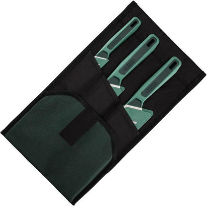 Gerber CompIEAT Knife Set with 8in Chef 6in Serrated 3.25in Paring Satin 4116 Stainless Blades Green Handles Home Cooks by Gerber