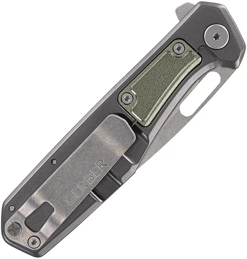 Gerber Minisada Framelock Green EDC Folding Knife With D2 Tool Steel Blade Sage Aluminum Handle Extended Tang Clip by Gerber