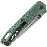 Gerber Zilch Linerlock Green Knife for EDC Enthusiasts with Durable Stonewash Blade and Textured Nylon Handle by Gerber
