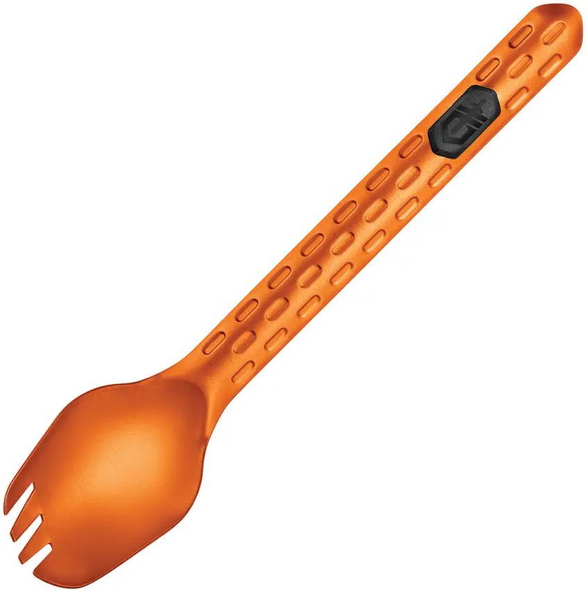 Gerber Devour Multi-Fork 6-Function Nesting Tool With Offset Fork And Deep Basin Spoon For Campers Burnt Orange Aluminum by Gerber