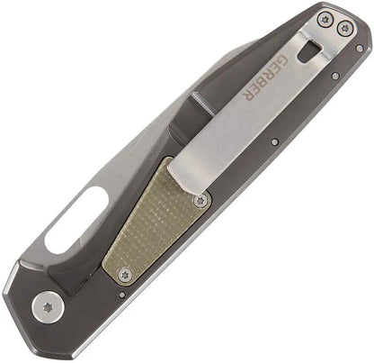 Gerber Slimsada Framelock Green EDC Knife With 3.5in D2 Blade And Pinch Plate Olive Linen Micarta by Gerber