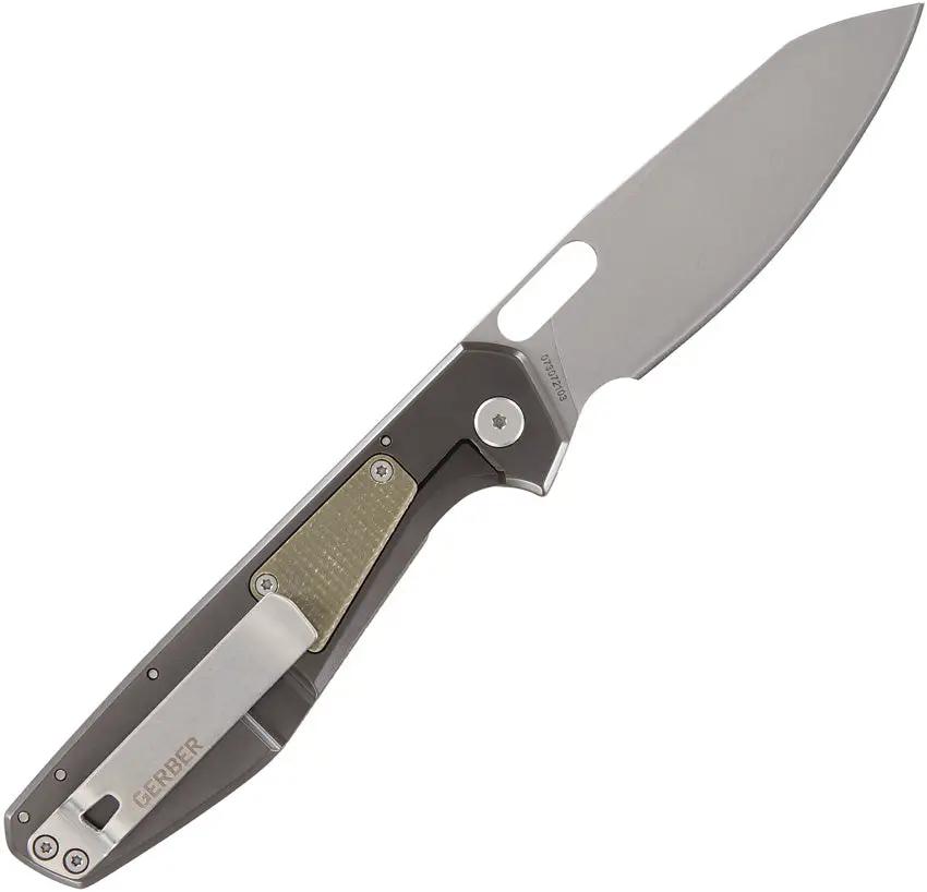 Gerber Slimsada Framelock Green EDC Knife With 3.5in D2 Blade And Pinch Plate Olive Linen Micarta by Gerber