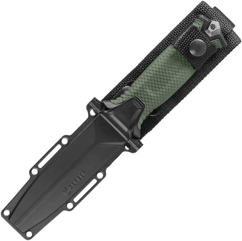 Gerber Strongarm Fixed Blade Knife For Outdoor And Tactical Use Green Rubber Handle Full Tang MOLLE Sheath by Gerber