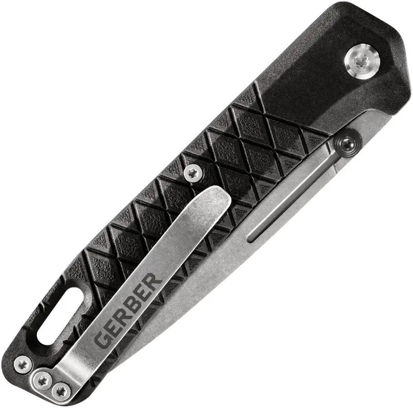 Gerber Zilch Folding Knife For EDC Enthusiasts With Stonewash 7Cr17MoV Blade And Black Glass Filled Nylon Handle by Gerber