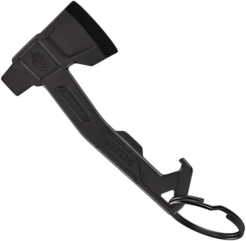 Gerber Hatchet Keychain Tool Black 2.63 Inch Stainless Bottle Opener Screwdriver Compact For Campers by Gerber