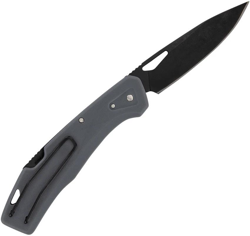 Gerber LST Lockback Knife Gray GFN Handle Two Point Seven Five Inch Black Oxide Blade For Everyday Carry by Gerber